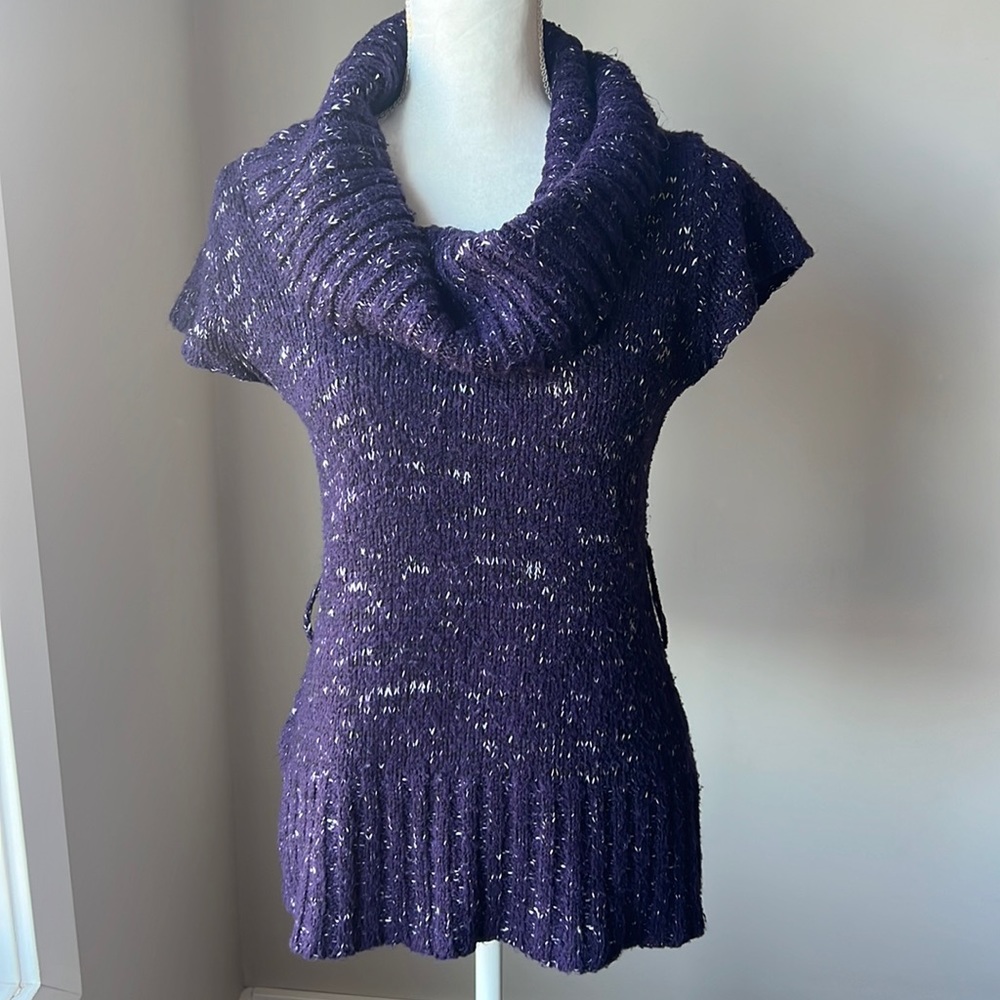 Majora Short Sleeve Cowl Neck Knit Sweater/Top